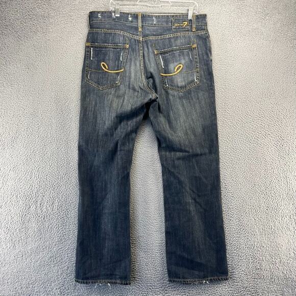 Seven Jeans Men's 34 Blue Denim Premium Stretch Bootcut Baggy Fits 37x32 Y2K - Picture 9 of 14
